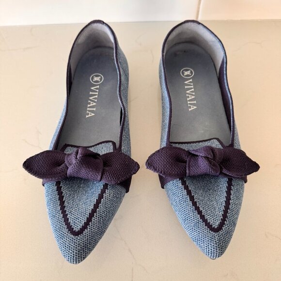 NWOT Vivaia Michelle Pointed-Toe Bow Loafers - Picture 2 of 8